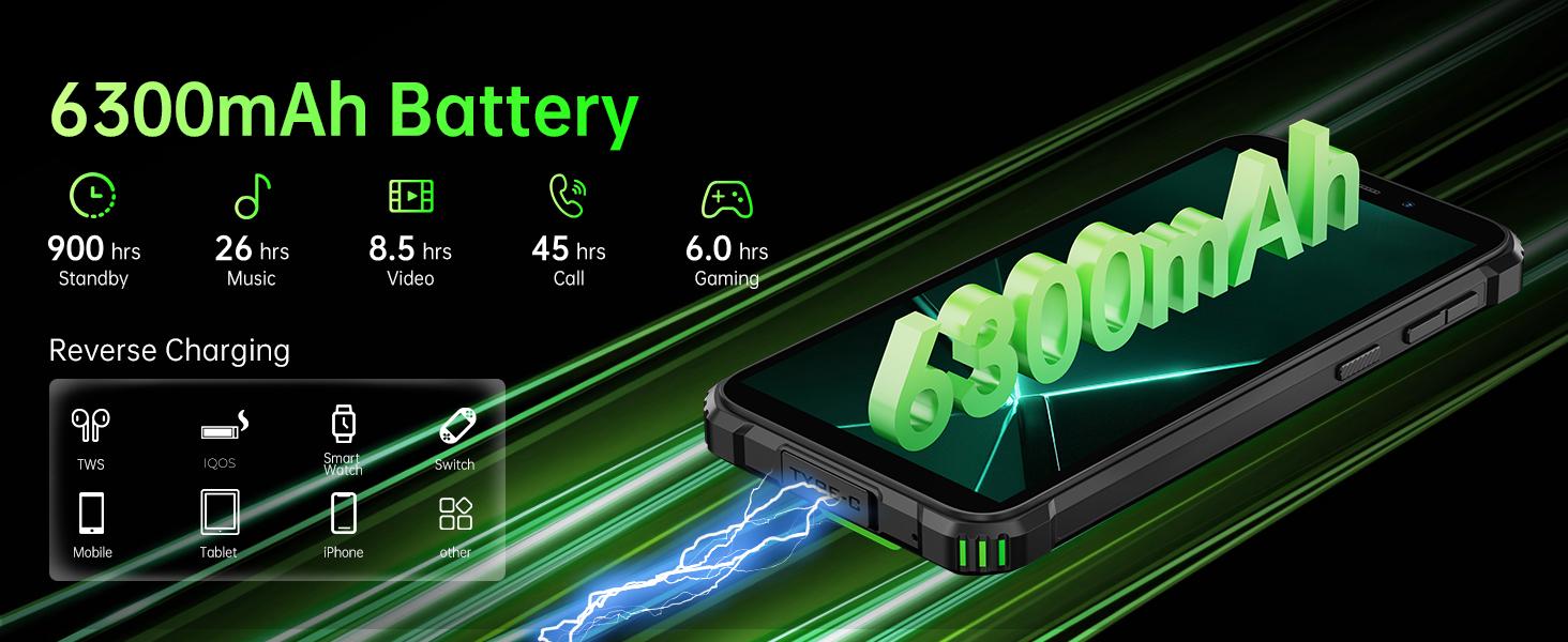 OUKITEL G5 Rugged Phone Unlocked - 16GB+64GB (1TB TF) Rugged Android Smartphone with Camping Light, 6300mAh Battery, 6.0" HD Screen Mobile Phones, 13MP Main Camera, 3.5mm Jack/Face ID/GPS/OTG,