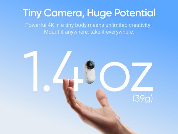 Insta360 GO 3S - 128 GB 4K Tiny Portable Vlogging Camera, Hands-Free POVs, Mount Anywhere, Stabilization, 140 Min Battery Life, 10m Waterproof, Apple Find My, Pet POV