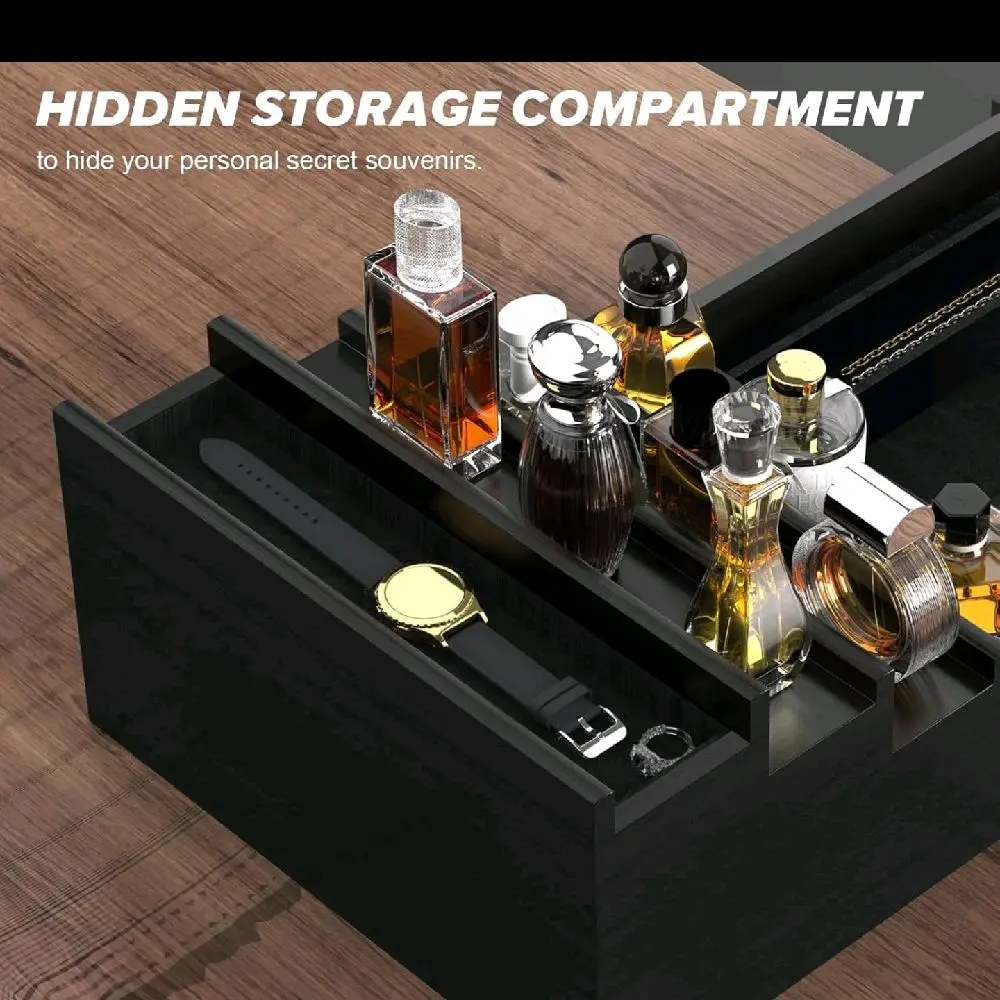 Cologne Organizer for Men, 4 Tier Black Wood Perfume Organizer with Felt Lining