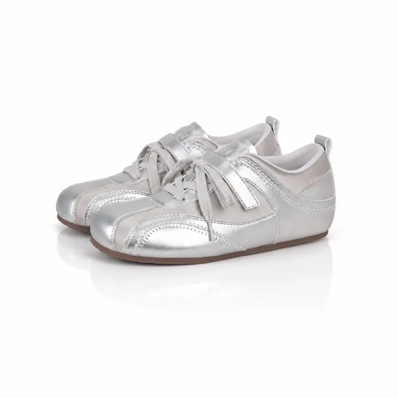 SHEII Women’s Classic Leather Velcro Lace Casual Trainers - Thin Sole, Furry, Round Toe, Wide Feet, Forrest Gump Style Walking Shoes Sneaker