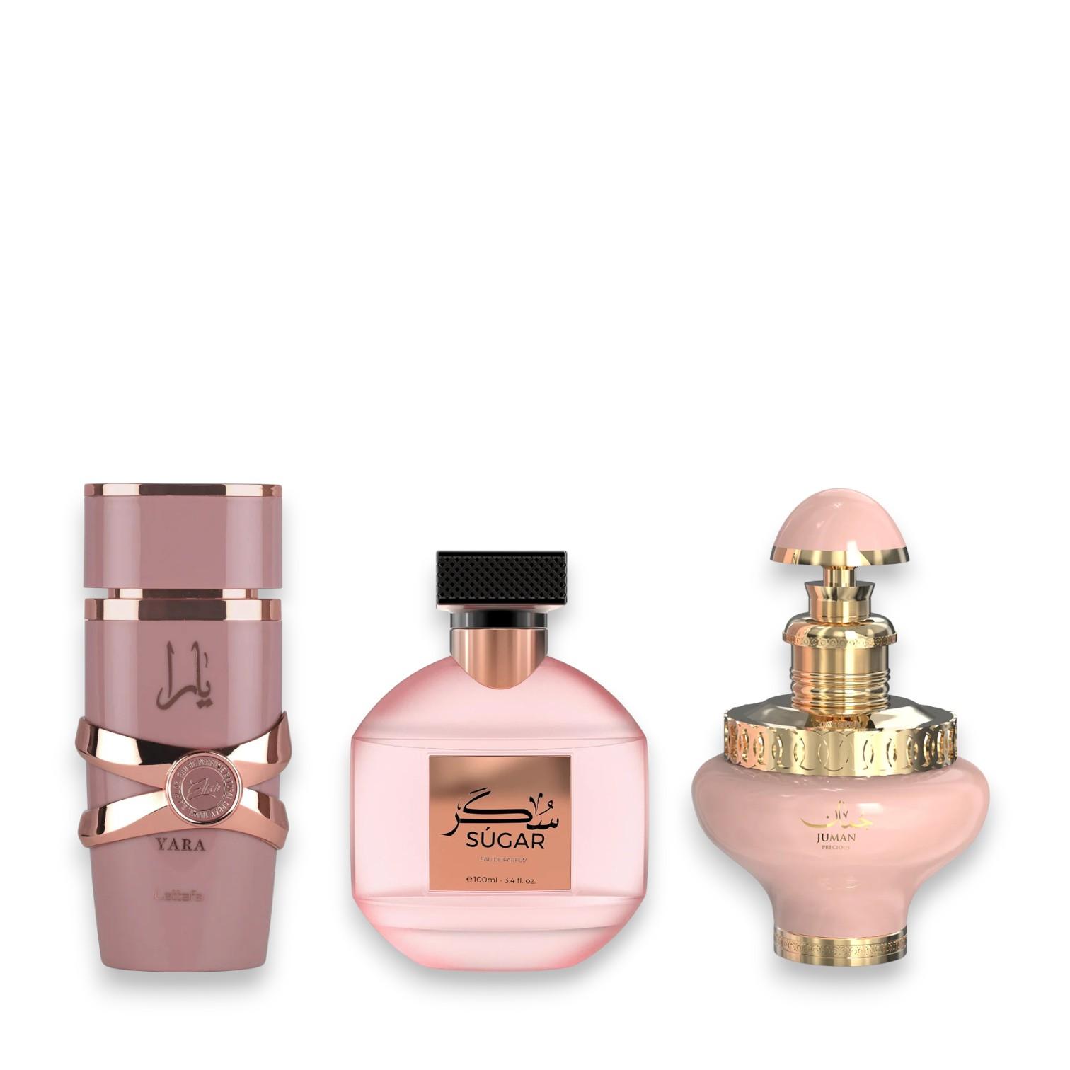 Jill’s Sugar & Silk Bundle | Yara Elixir + Oxana Sugar + Juman Precious | Strawberry S'mores - Pear & Vanilla Notes