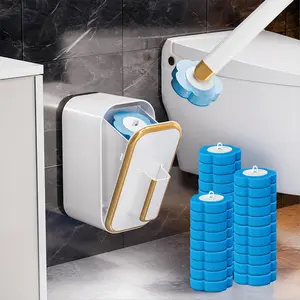 Disposable Toilet Brush with 24 Refill Heads and 1Holder– Includes Storage Caddy&Toilet Bowl Wand, Wall-Mount Scrubbing Toilet Brush Bathroom Cleaning Kit (1 Wand+24 Refills),2026New