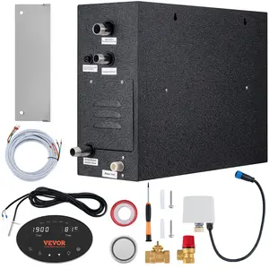 VEVOR Steam Shower Generator,  , 10.5 kW, Segmented Heating & Temperature Customization & 24h Timer Steam Bath Kit, Automatic Drainage Luxury Home Steam Shower System, Acrylic Tested to UL Standards