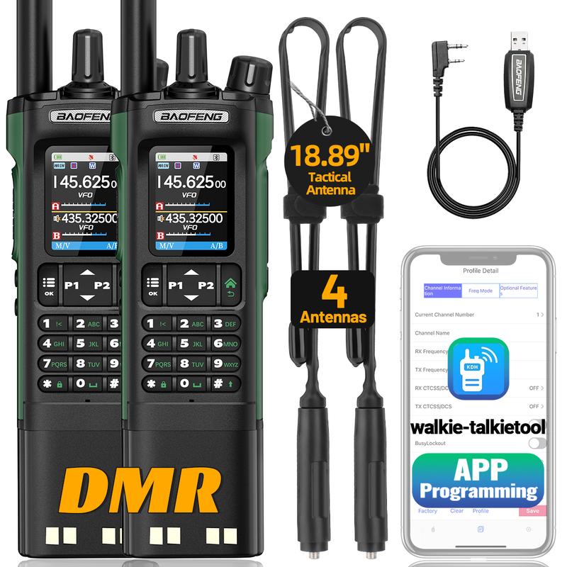 BAOFENG DM32 DMR Radio Long Range Ham Radio Handheld Rechargeable Walkie Talkies with NOAA Weather Radio with 3800mAh Battery for Survival Gear