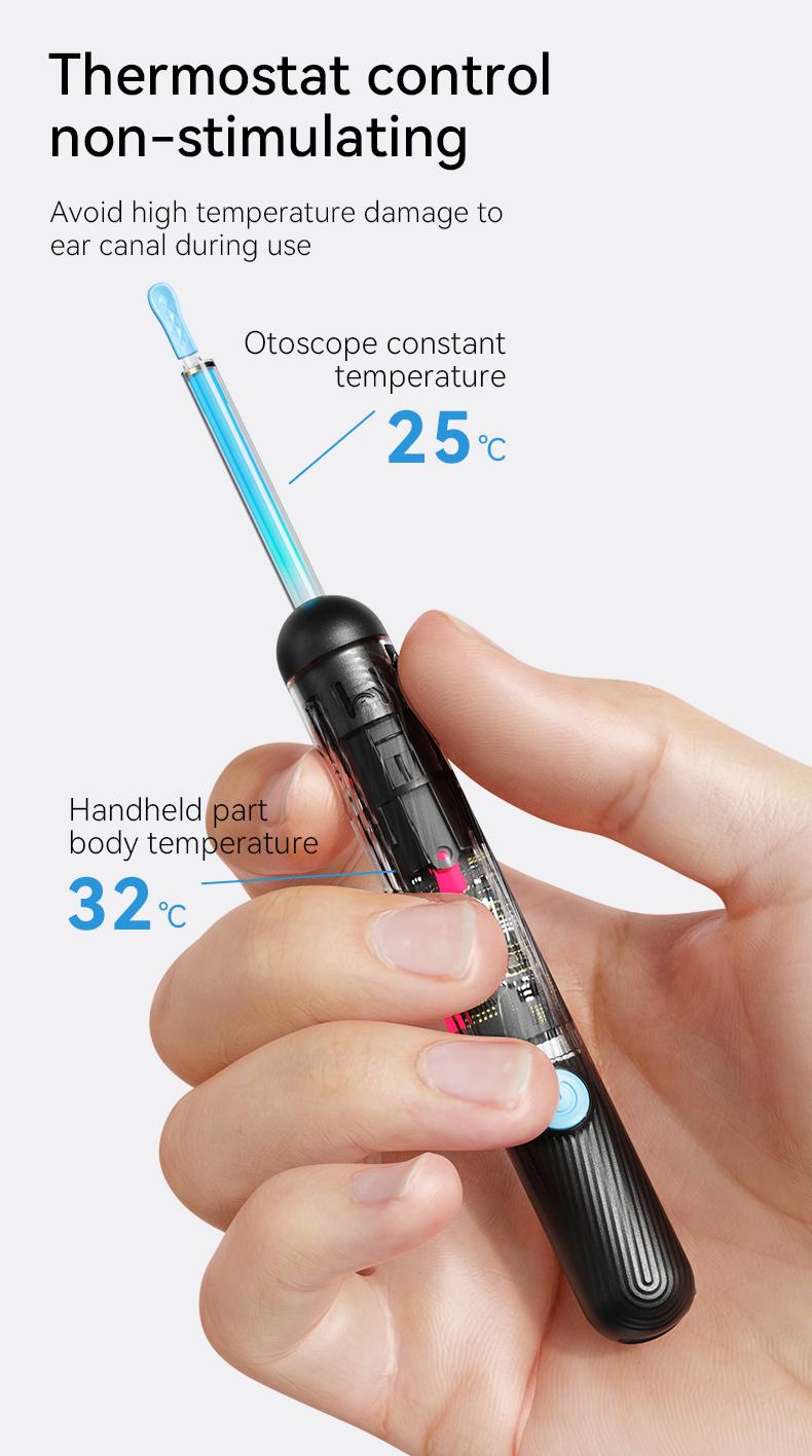 Ear Wax Removal Tool Camera with 1080P HD Ear Scope 6 LED Lights & 6 Ear Picks Black Compact Otoscope for Effective Cleaning - Earpick Flashlight