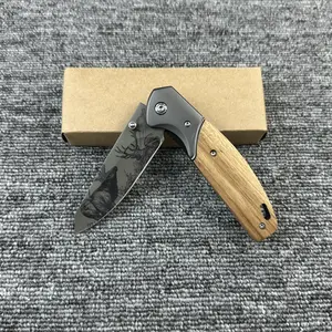 Premium Quality Folding Pocket Knife for Outdoor Sports and Camping Portable EDC Utility Knife with Durable Stainless Steel Blade and Wooden Handle