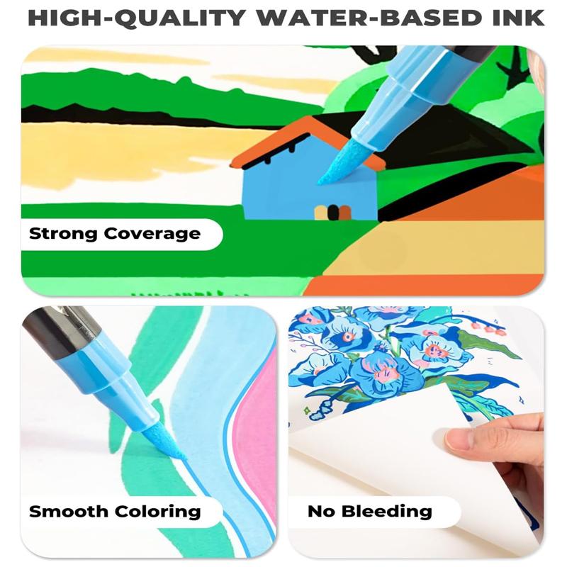 [JusArt] 48/36 Colors Dual Tip Acrylic Paint Markers (Painting Bag), Acrylic Paint Pens with Brush Tip and Fine Tip, Premium Paint Pens for Various Surfaces, Acrylic Paint Markers, Markers for Coloring, Art Supplies, Acrylic Marker, Coloring Supplies