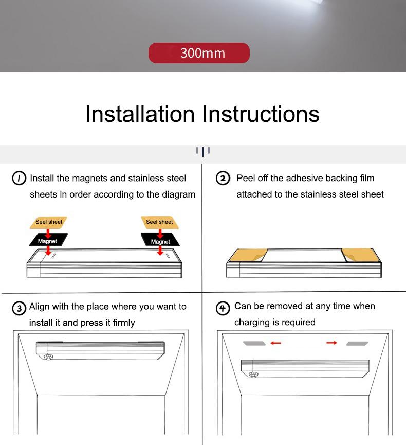 Magnetic Smart Sensor Light 6-Piece LED Motion Sensor Light Strip Set USB-Rechargeable Adjustable Indoor Lighting Ideal for Kitchens Closets Pantries Cupboards Bathrooms Staircases Sink Cabinets Garages Valentine's Day Gift kitch