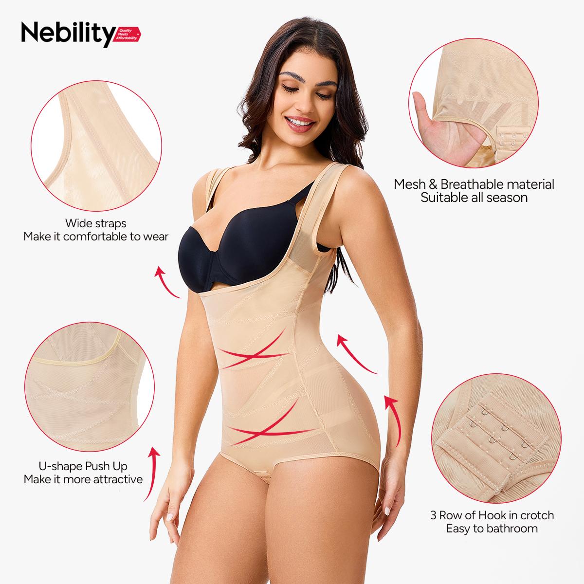 Nebility Women's 3 Piece Basic Comfort Minimalist Breathable Mesh Fabric Butt Lift Invisible Sleeveless Womenswear Shapewear Shaper Clothes Shapewear Set Postpartum Cincher Black Compression Brown SpringStatements