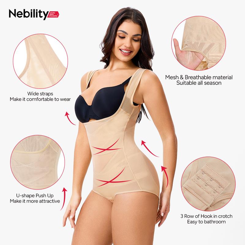 Nebility Women's 3 Piece Basic Comfort Minimalist Breathable Mesh Fabric Butt Lift Invisible Sleeveless Womenswear Shapewear Shaper Clothes Shapewear Set Postpartum Cincher Black Compression Brown