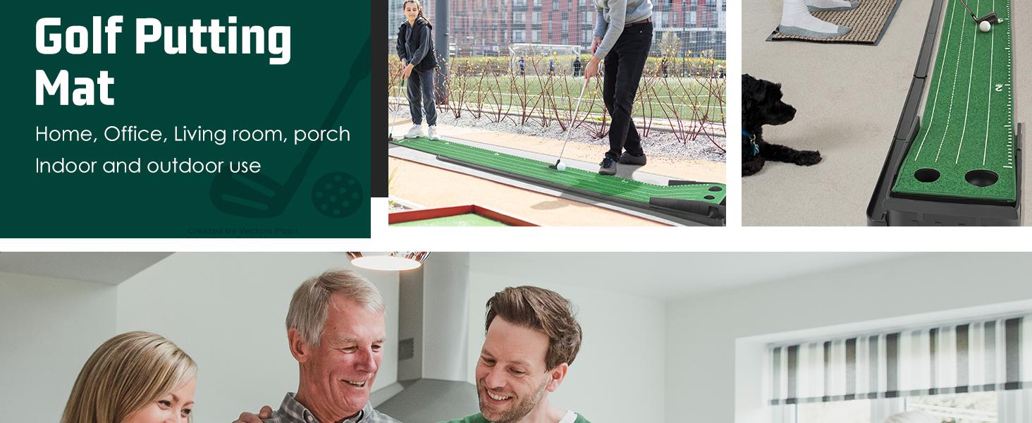 ROPODA 9ft Portable Putting Green with Auto Ball Return Function, Includes Portable Putting Mat, Ideal for Home and Office Use
