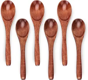 6pcs Wooden Spoons 6inch, Soup Spoons Set, Small Wooden Utensils for Coffee, Tea, Jam, Sugar, Ice Cream and Bath Salts (6pcs 6in) Cutlery Tableware