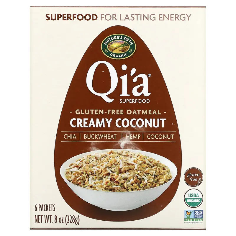 Nature's Path Qi'a Superfood Oatmeal, Creamy Coconut, 6 Packets, 8 oz (228 g)