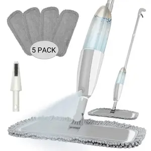 Microfiber Spray Mop with 5 Washable Pads, Hardwood Floor Mop, 360° Rotating Head, 420ml Spray Bottle, Non-slip and Sweat-resistant