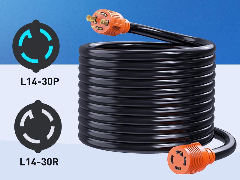 Nilight 30 Amp 25FT Generator Extension Cord 125/250V 7500 Watt Heavy Duty 10 Gauge Pure Copper STW Wire ETL Listed 4 Prong L14-30P L14-30R Cable for RV Camper Outdoor Use Nilight 30 Amp 25FT Generator Extension Cord 125/250V 7500 Watt Heavy Duty 10 Gauge Pure Copper STW Wire ETL Listed 4 Prong L14-30P L14-30R Cable for RV Camper Outdoor Use