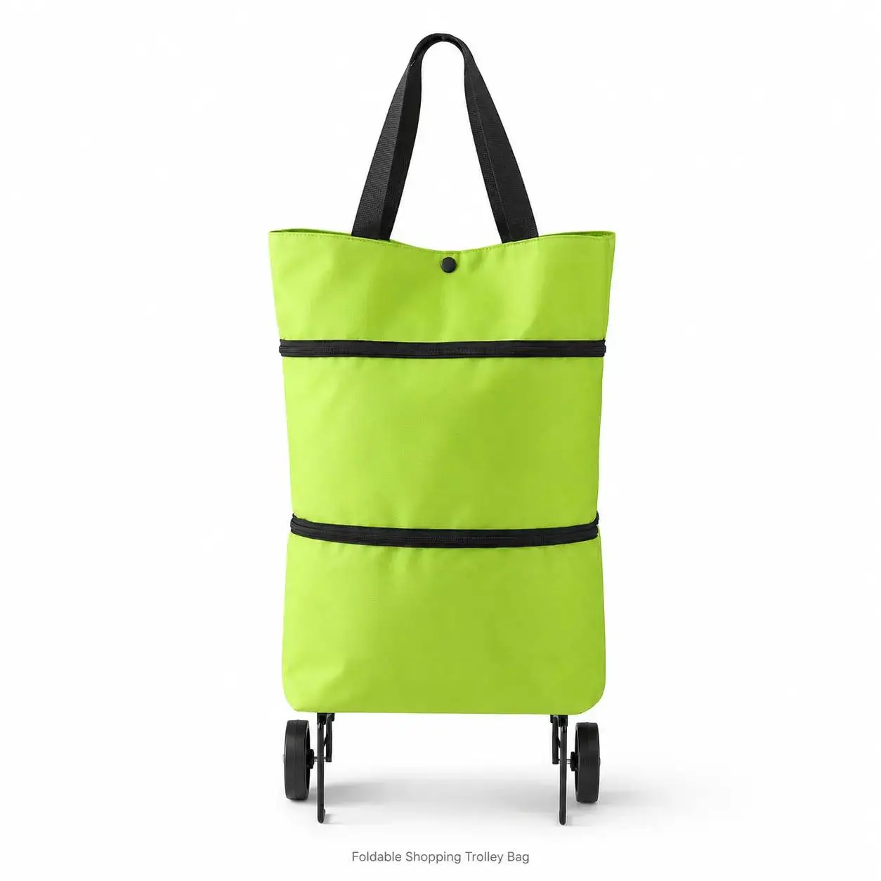 10in×18in Oxford Cloth Wheeled Foldable Shopping Trolley Bag with Double Zipper, Portable Reusable Grocery Tote with Carry Handles for Supermarket, Daily Use