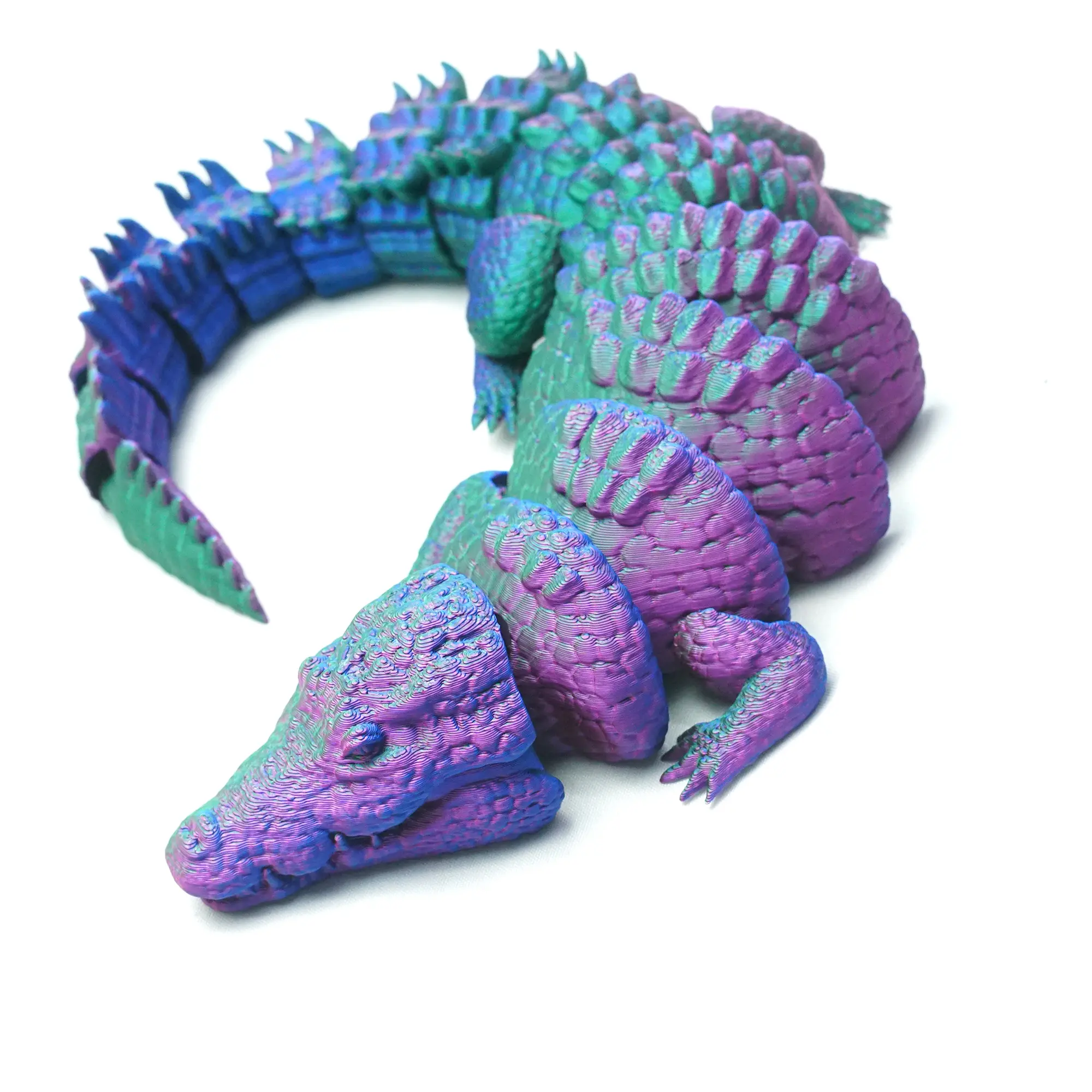 3D Printed Crocodile Collectible Figurines, Decorative Flexible Joint Animal Toys with Playful 3D Design, Interactive Play Home & Office Desk Decorations, Holiday Surprise Gifts