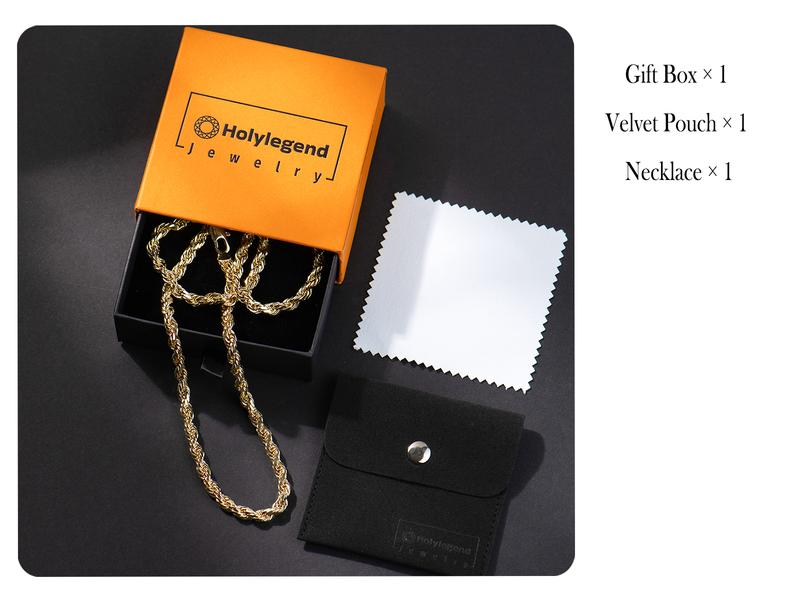 Holylegend 14K Real Gold-Plated Miami, Cuban choker,Rope & Cuban Necklace Chain 24 Inches Long,  Upgraded Craft, Faceted Cut,Tarnish-Free