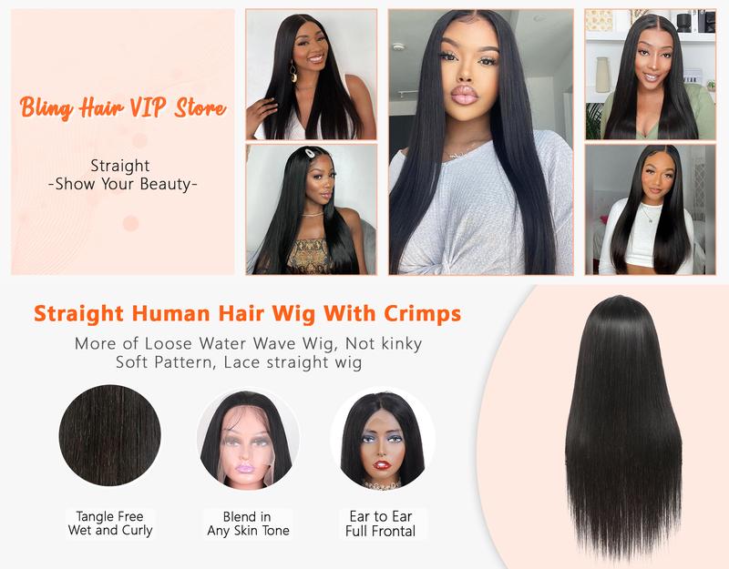 Bling Hair Bone Straight 13x4 13x6 Transparent Lace Frontal Wig For Women Glueless Invisi-Drawstring Black Human Hair Wigs 360 Full HD Lace Wig Human Hair #TikTokShopHolidayHaul