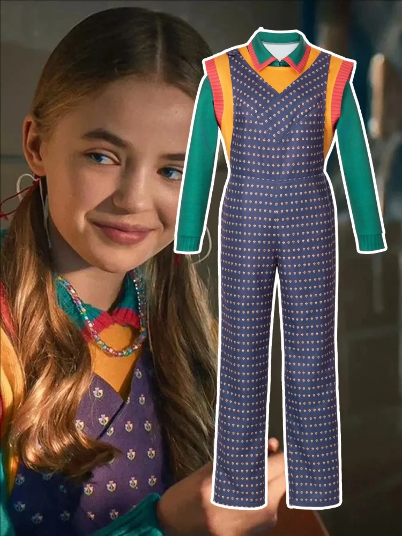 Stranger Season 5 Cosplay Geometric Role Play Costume Holly Wheeler Halloween Carnival Party Performance Suit Outfit Adult Clothing