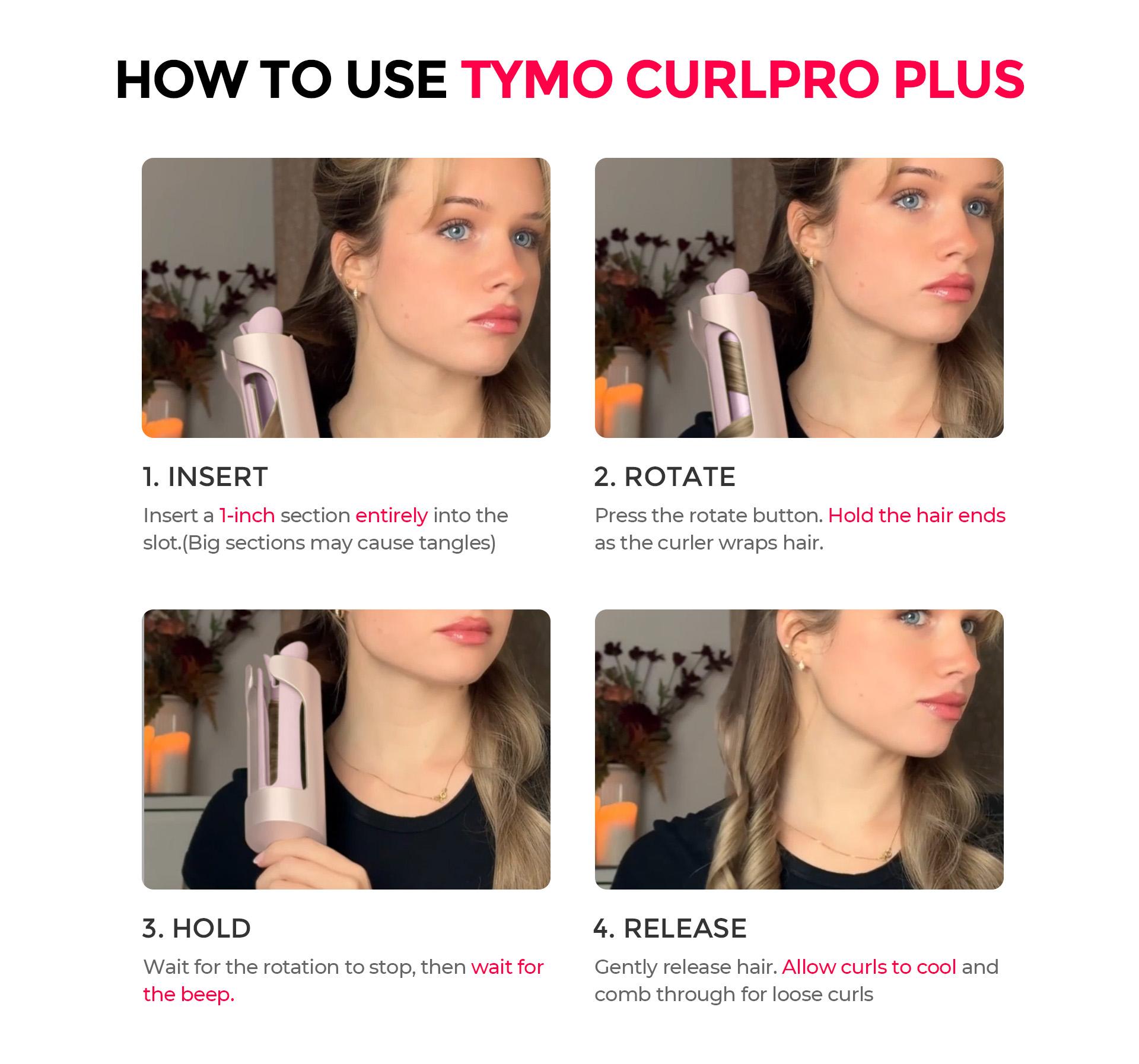 【Live Only】TYMO CURLPRO PLUS PINK - Upgraded Automatic Rotating Curling Iron,  Ceramic 1 Inch Hair Curler for Beginner