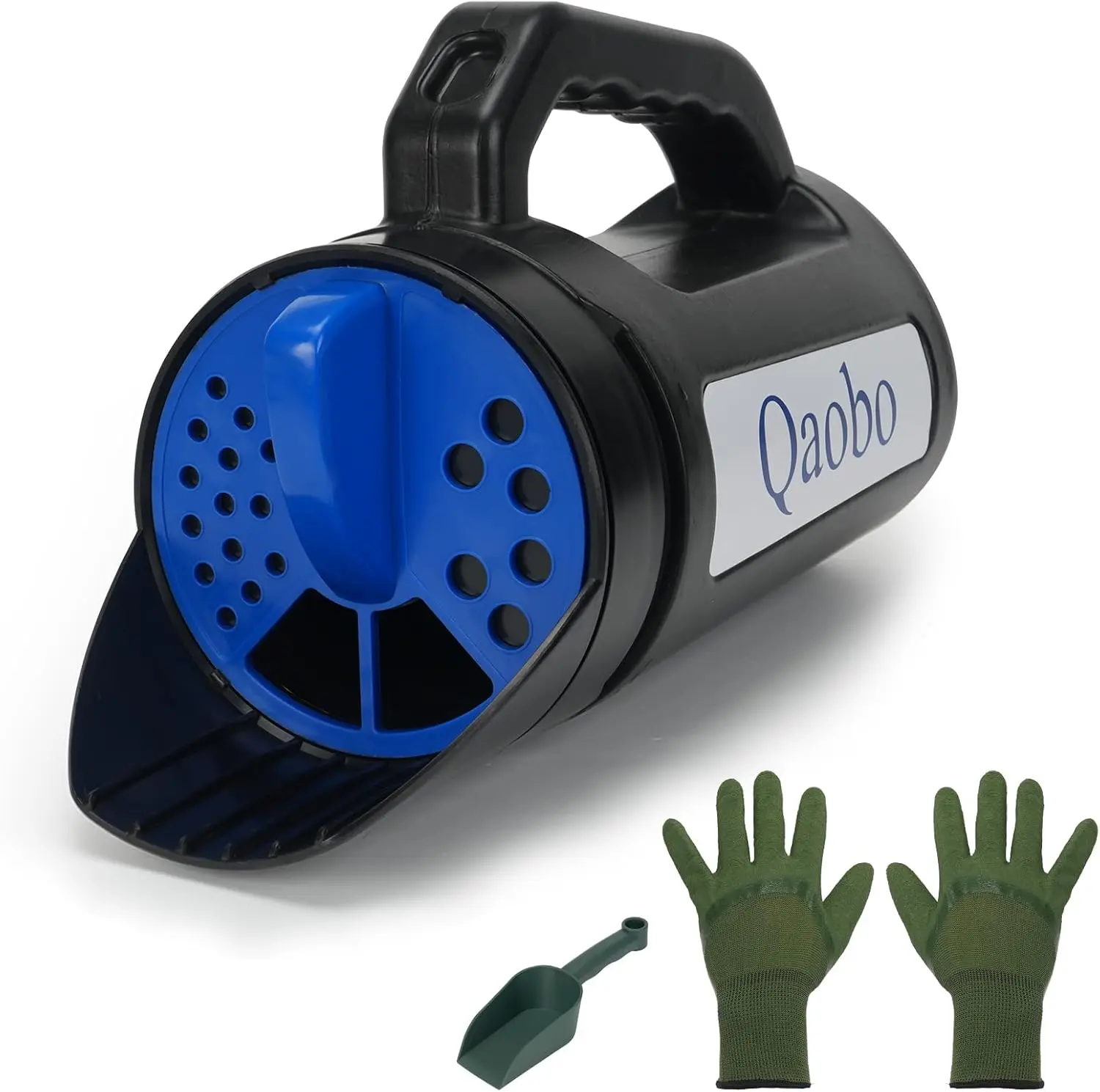 Heavy-Duty Handheld Spreader with 3-Setting Adjustability, 80 Oz Portable Home Tool for Lawn & Garden Fertilizer, Grass Seed, Year-Round Use with Effortless Control Handle, Protective Glove