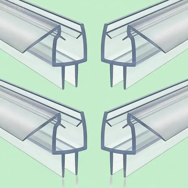 39 Inch Clear PVC Shower Seal Strip for 1/4 Inch Glass - Leak Proof Bottom Seal - 4 Pack Durable Frameless Shower  Seal - Waterproof Shower  Accessory - Easy Install Stop Water Leaks adjustable    hinge door door safety