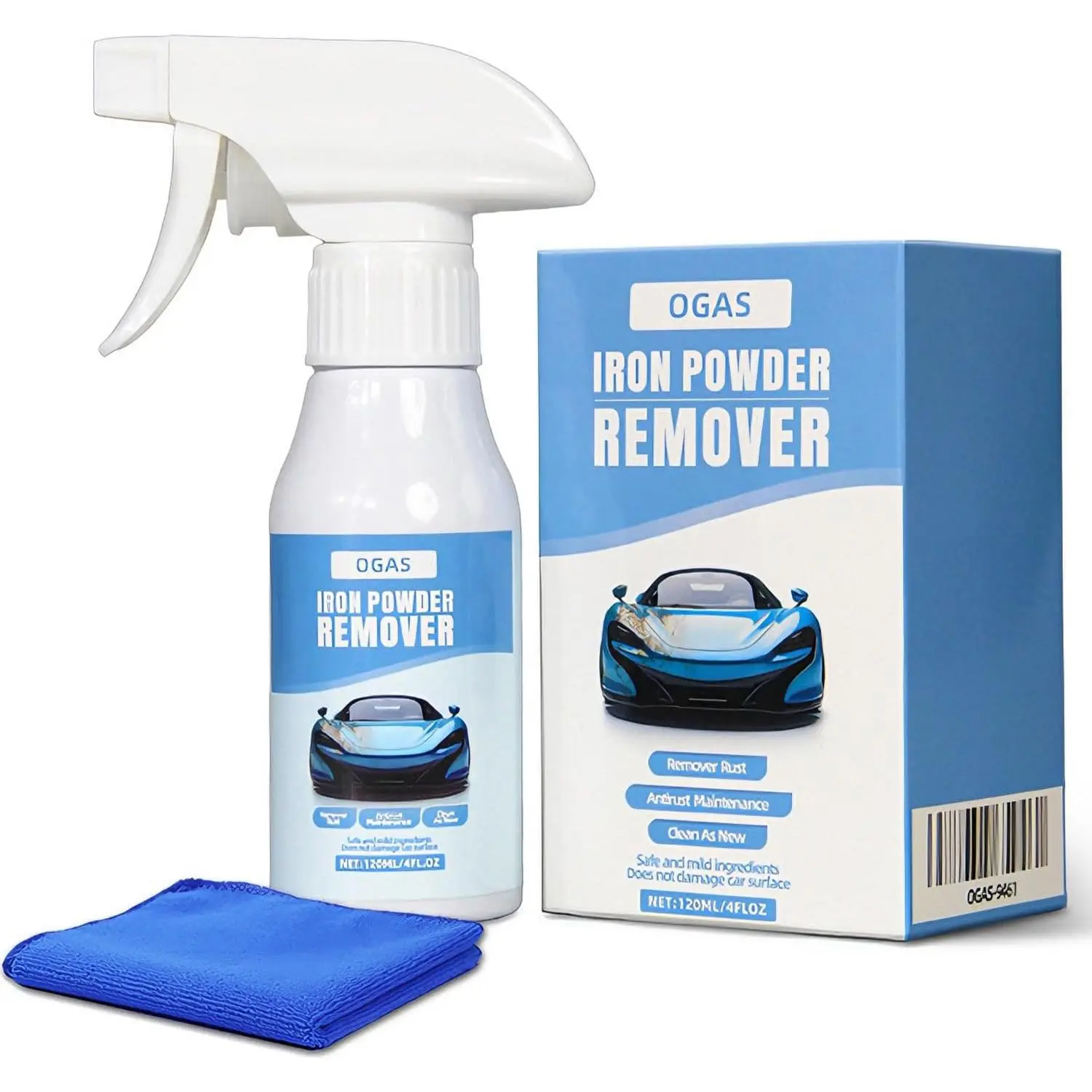 OGAS Rust Remover, Rust Eliminator, Stainless Steel Cleaner, Metal Polish, Suitable for car wheels, electrical appliances, cookware, grills, sinks, and tools, removes rust spots and iron filings - 120ml