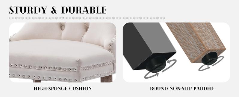 Velvet Dining Chair Set of 2 and Set of 4 with Upholstered Tufted Design and Nailhead Trim for Kitchen and Dining Room dinning chair