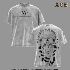 Ryomen Sukuna Know Your Place Fool T-Shirt – Jujutsu Kaisen Anime Oversize Washed Tee, Vintage Streetwear Graphic Shirt, Gift for Anime Fan, Heavy Cotton Top JJK Shirt