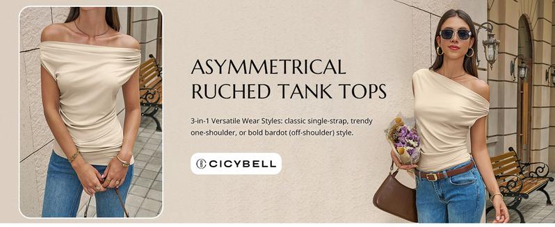 Cicy Bell Womens Cowl Neck Tank Tops 2026 Summer Off The Shoulder Asymmetrical Ruched Tops Going Out Sleeveless Shirts Cicy Bell Womens Cowl Neck Tank Tops 2026 Summer Off The Shoulder Asymmetrical Ruched Tops Going Out Sleeveless Shirts