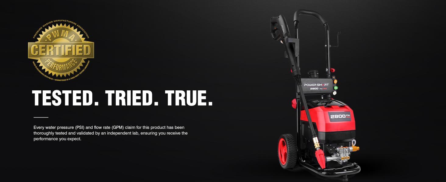 PowerSmart(DW1028A) Electric Pressure Washer 2800 PSI 1.4 GPM, Power Washer with Turbo Nozzle, 13-Amp Motor, 8" Wheels for Patio, Car, Wall, Home Cleaning,high pressure