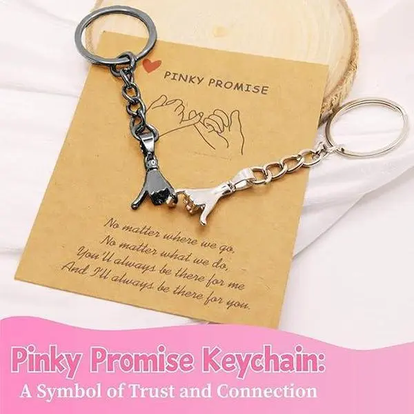 2pcs Cute Matching Keychains with Pinky Promise Connection Symbol - Valentine Gifts for Girlfriend, Festive Party Bag Supplies, Couple Gift