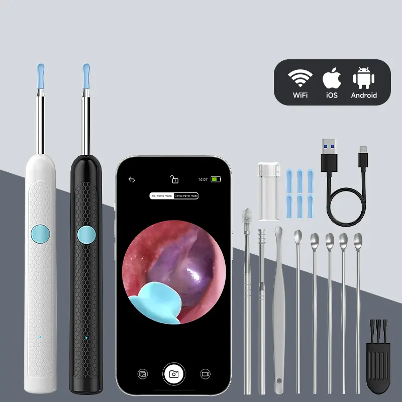 Earwax Removal Tool — Ear Care Kit — Ear Canal Cleaner with 1080P HD Camera — Ear Canal Endoscope Compatible with iOS and Android Systems Rechargeable Waterproof Ear Wax Remover