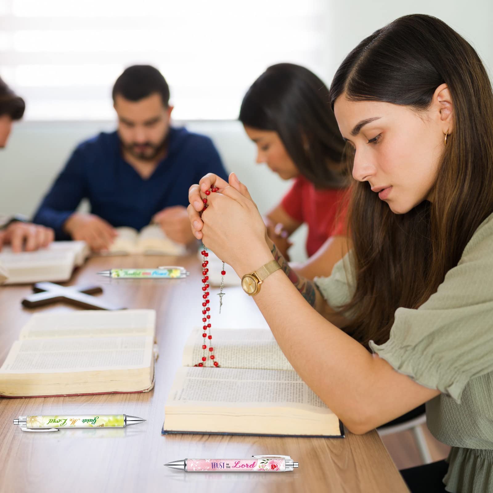 Easter Christian Pen Gift 10Pcs Inspirational Ballpoint Pens with Bible Verse Motivational Pens Church Gifts for Christian Women Mom Coworker Student, Appreciation Gift, School Stationery, Office Supplies, Sunday Prayer Study Supplies