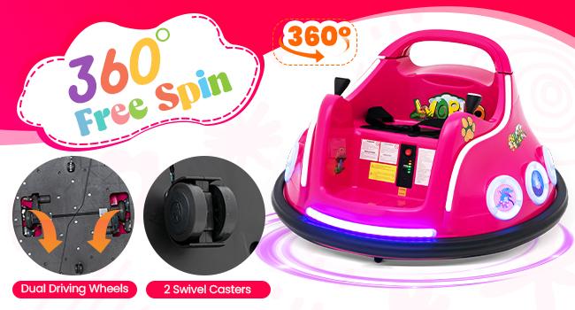 [Costway]- 12V Toddler Bumper Car, Dual Joysticks, Flashing LED Light & Music,360 Degree Spin, Electric Vehicle Ride on Toys, Gift for Boys Girls,Christmas Festival Gift Black Friday Cyber Monday