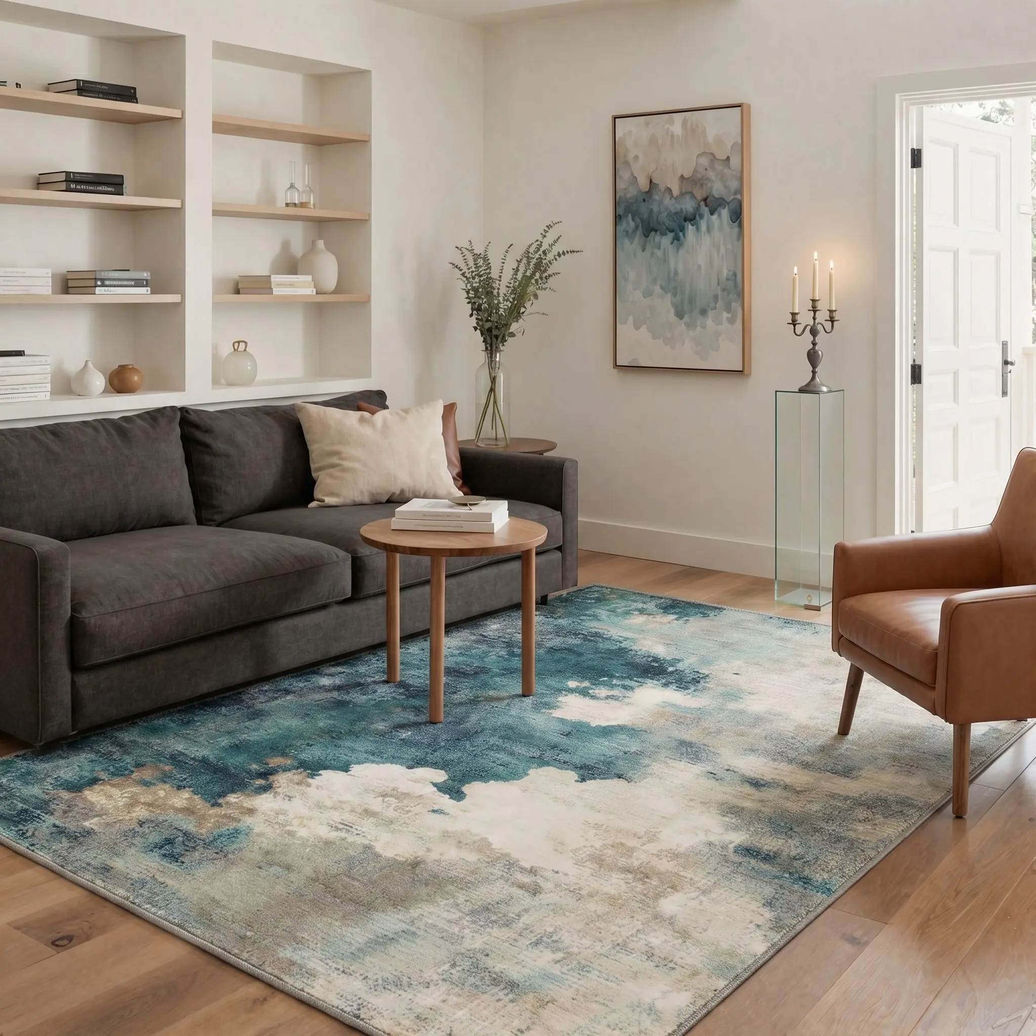 【Back To School】GENIMO Area Rug – Pet Friendly, Non-Slip, Machine Washable Carpet, Soft Floor Rug, Stylish Home Decor for Living Room, Bedroom, Hallway ,ARA2799-MARBLE