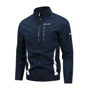 Stand-up collar cycling men's jacket, outdoor reflective strip sports top, waterproof and windproof stand-up collar jacket