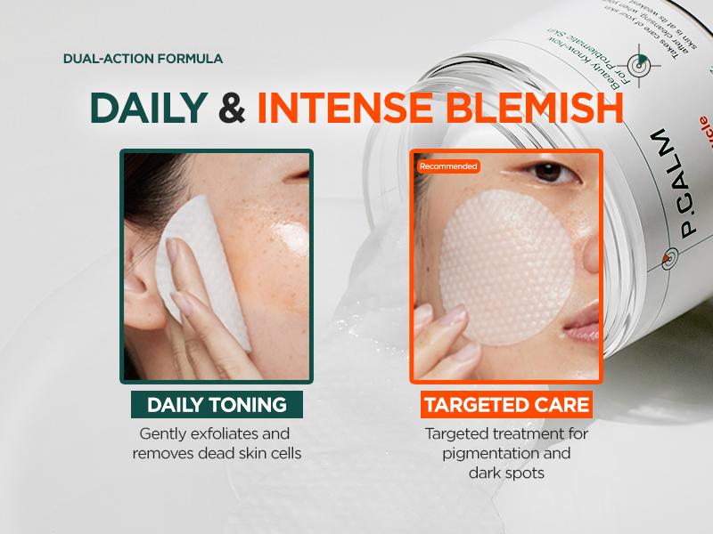 [P.CALM Official] Barrier Cycle Toner Pad – 60 Pads with Centella Asiatica & Papaya Extract for Soothing, Moisturizing & Exfoliating, Korean Vegan Facial Toners Pads for Sensitive Skin (160ml / 5.41 fl.oz)