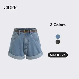 Cider Denim Shorts With Belt Casual Summer Vacation Outfit