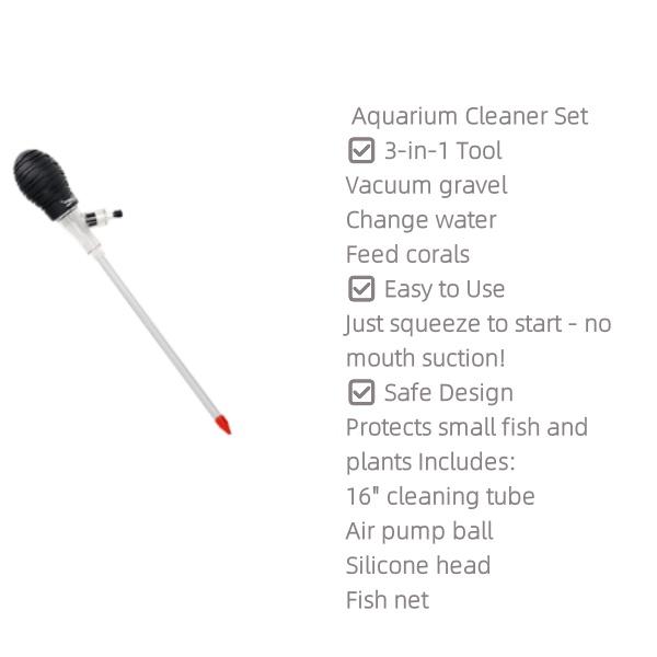 Hygger Fish Tank Cleaner 3 in 1 Siphon Coral Feeder Kit for small Tank ，Hand Siphon Hose to Remove and Change Water or Sand in Minutes - Fish Aquarium Accessories, Supplies & Cleaning Tools