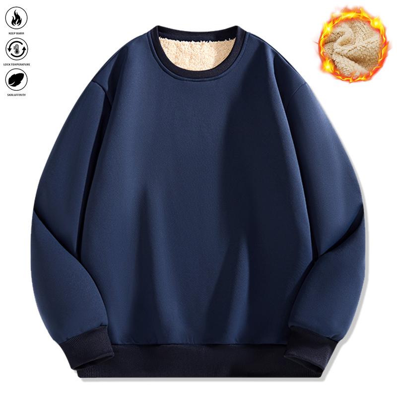 3-Pack,Men's Fleece-Lined Warm Pullover Sweatshirt , LongSleeve, Round Neck for Fall/Winter Comfort, FleeceSweatshirt