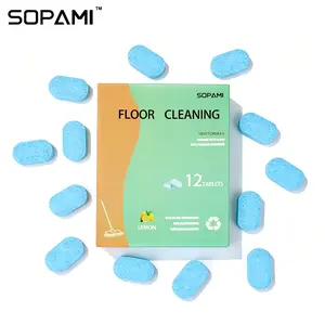 SOPAMI 12-Pack Floor Cleaning Tablets - Lemon Fragrance, Eco-Safe & Eliminates Tough Floor Odors