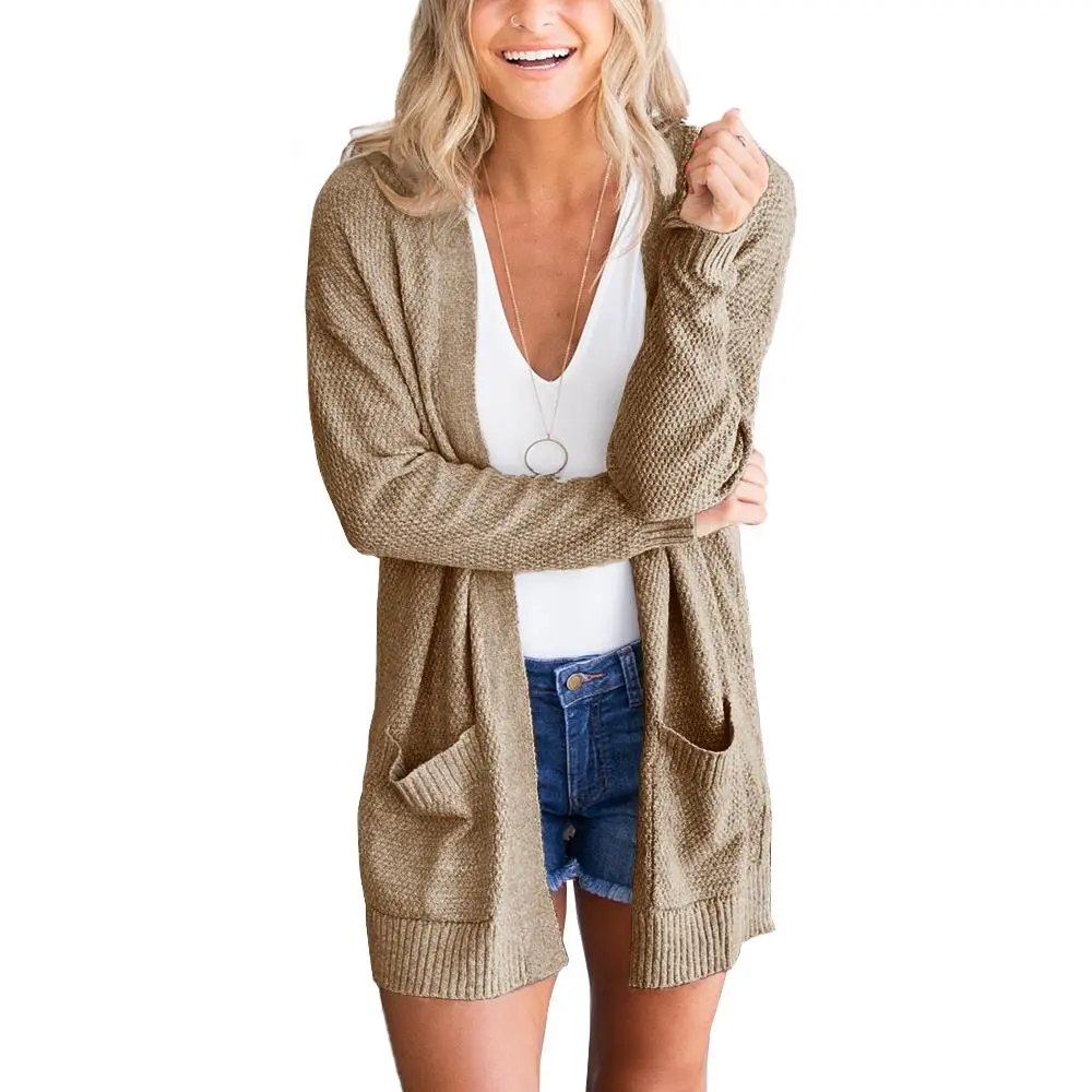 Imily Bela Women's cardigan sweaters open front long sweater knitted coat with pockets