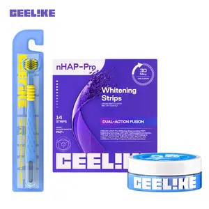 CEELIKE Teeth Whitening Deep Clean Kit, Including Whitening Strips, Brush and Powder for Fresh Breath Care