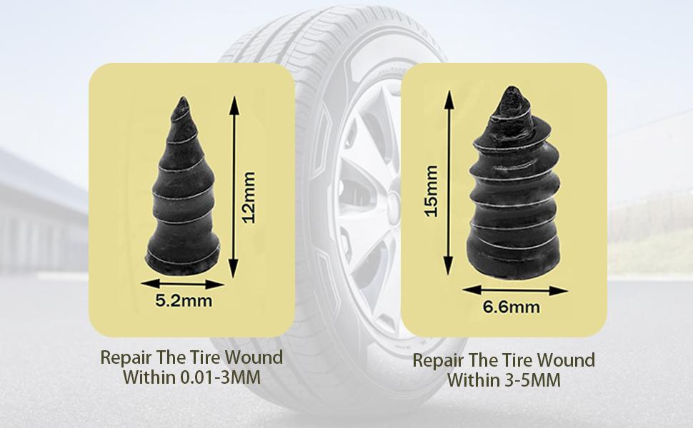 60PCS Tire Repair Rubber Nail, Vacuum Tire Repair Kits Spiral Rubber Nails, Self Service Fast Tire Repair Tool for Car, Motorcycle, Truck, Tractor