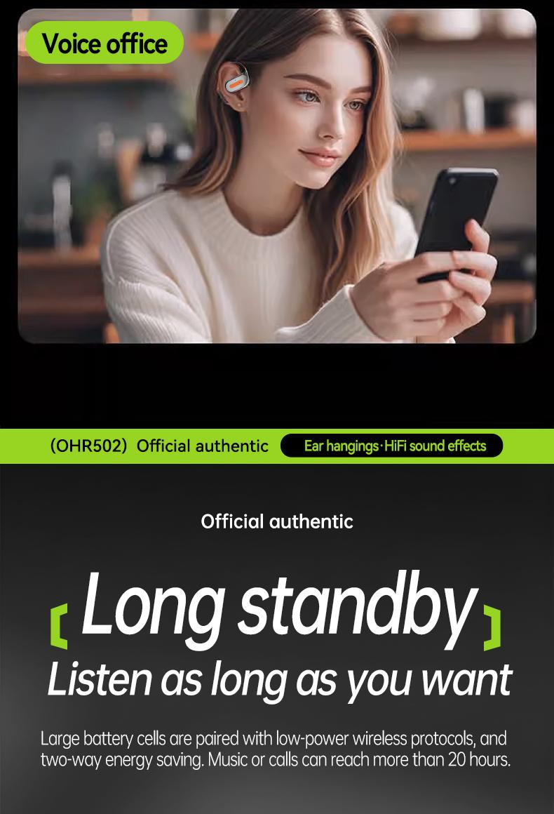 Acer OHR502 Bone Conduction Wireless Wireless Earbuds - New Model Over-Ear Design headset, Long Battery Life, Enhanced Audio Experience for Active Use gaming headset fast charge Electronic Headphone Pink