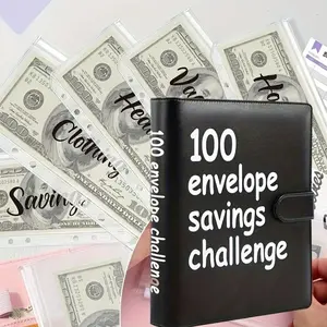 100 Envelope Savings Challenge Book with Cash Envelopes, A5 Size Budget Planner for Saving $5050