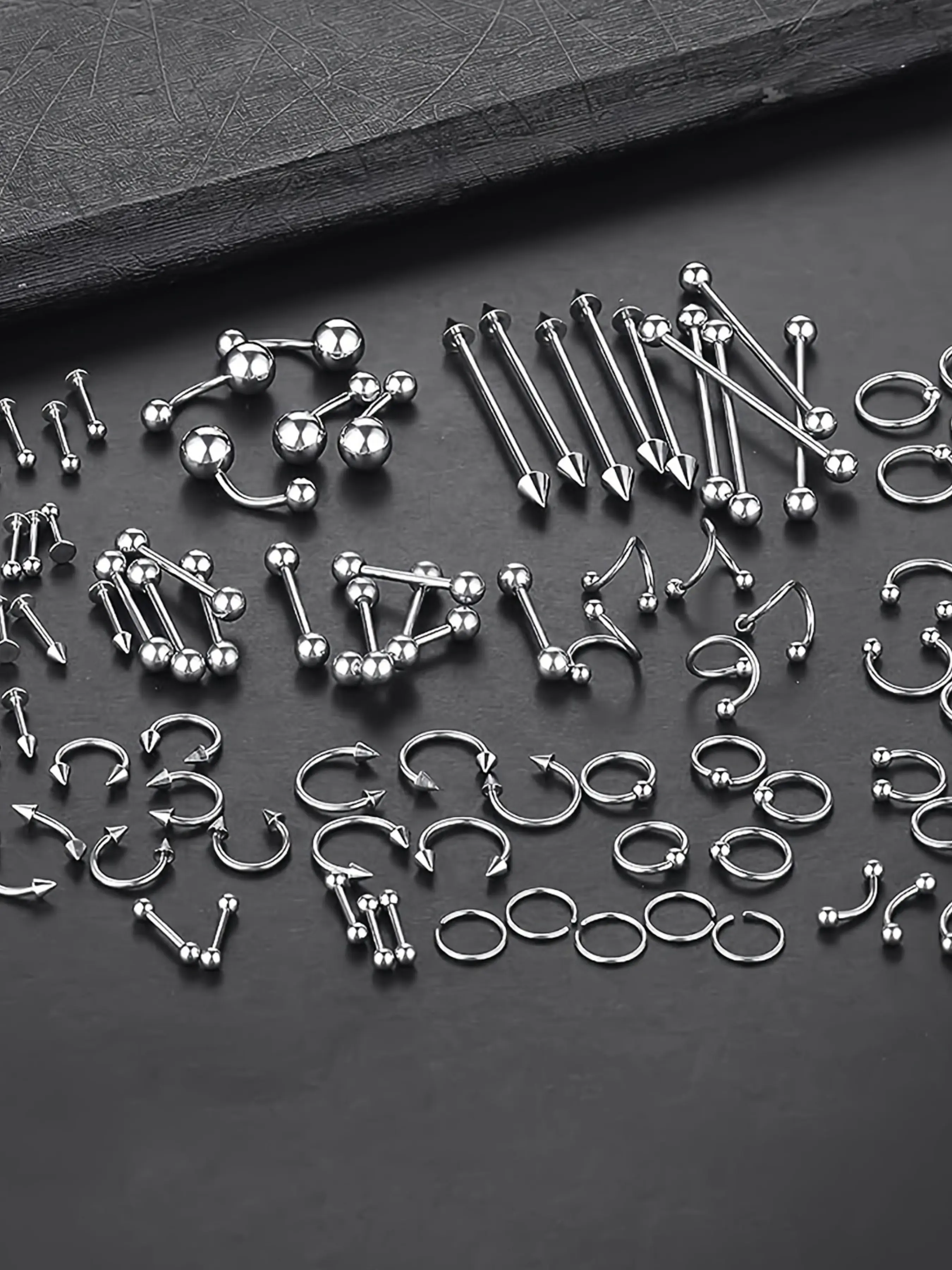 100pcs Piercing Kit Jewelry Set, Includes 14g 16g 20g Nose Rings & More, Durable Stainless Steel Material, Perfect for Multiple Styles, Body Piercing Jewelry, Nose Bone Jewelry
