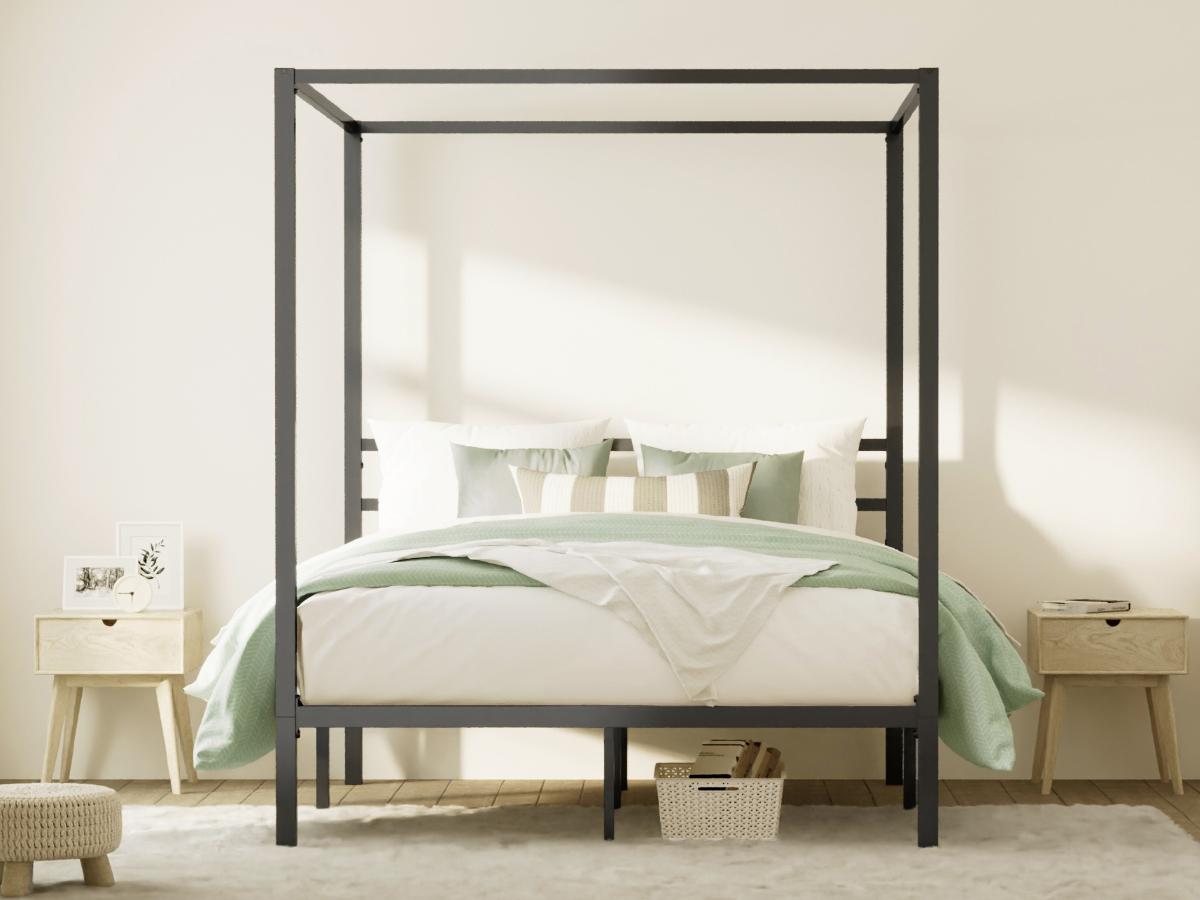 HOOMIC Full/Queen Metal Canopy Bed Frame 【Frame Only No Mattress】- Sturdy, Durable, No Box Spring Needed